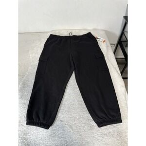 New Tuff Athletics Women's Fleece Cargo Pockets Sweatpants Jogger Black Size XXL